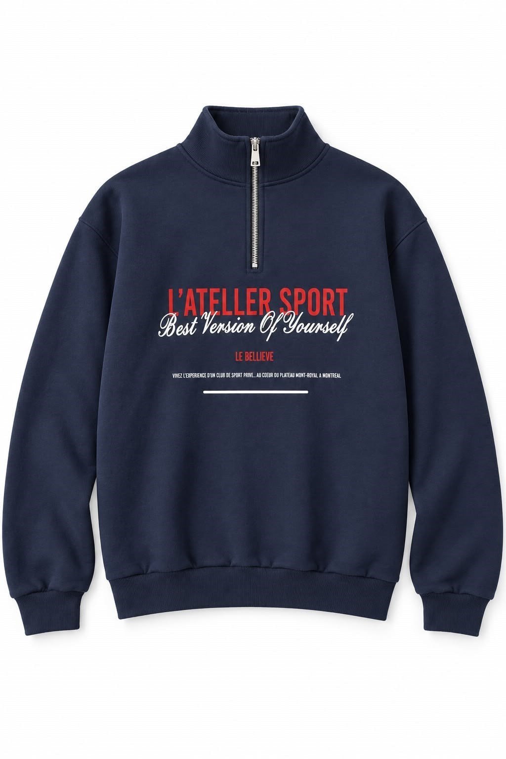 Kadın Dik Yaka Yarım Fermuarlı Baskılı Sweatshirt Laci