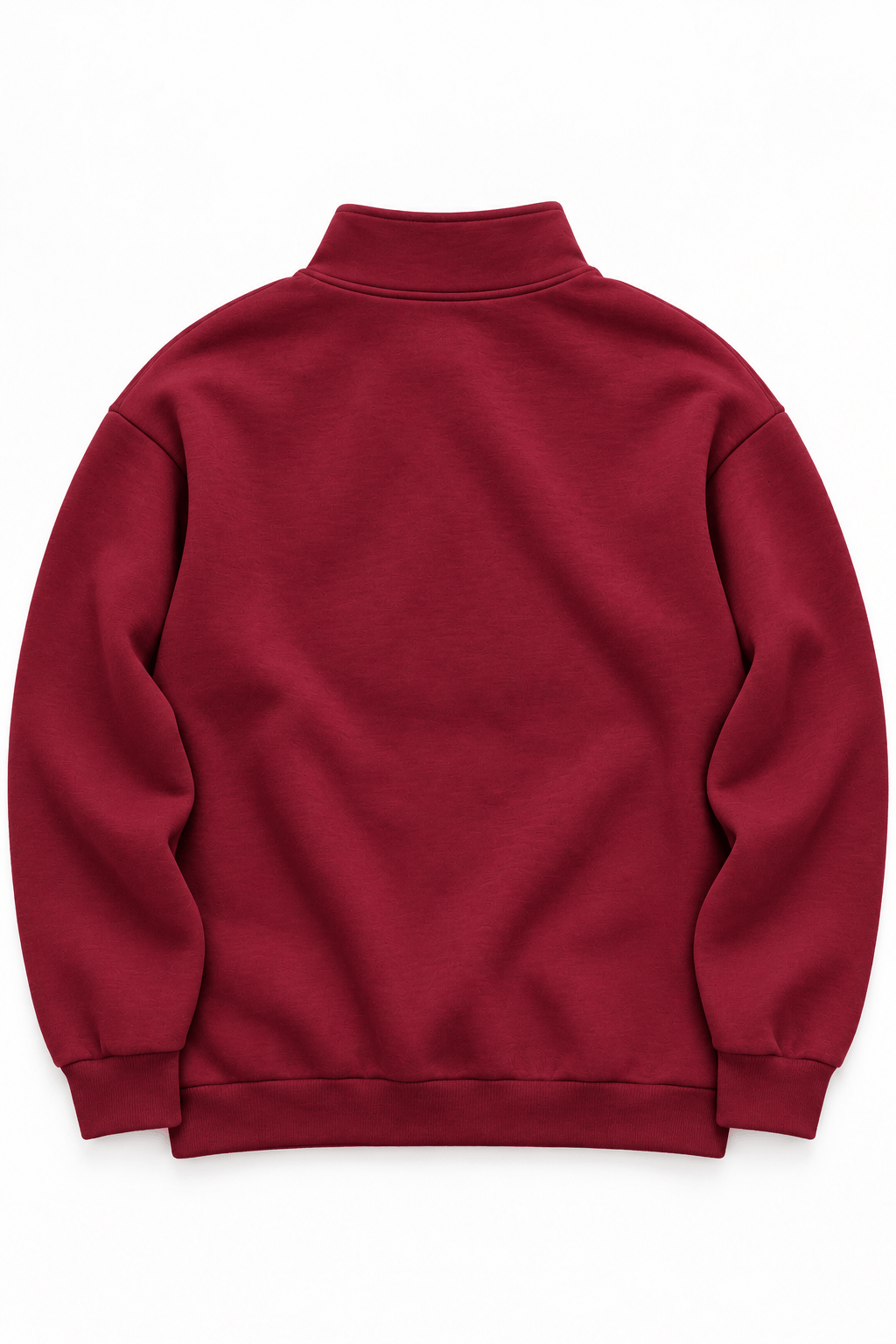 Kadın Dik Yaka Yarım Fermuarlı Baskılı Sweatshirt Bordo