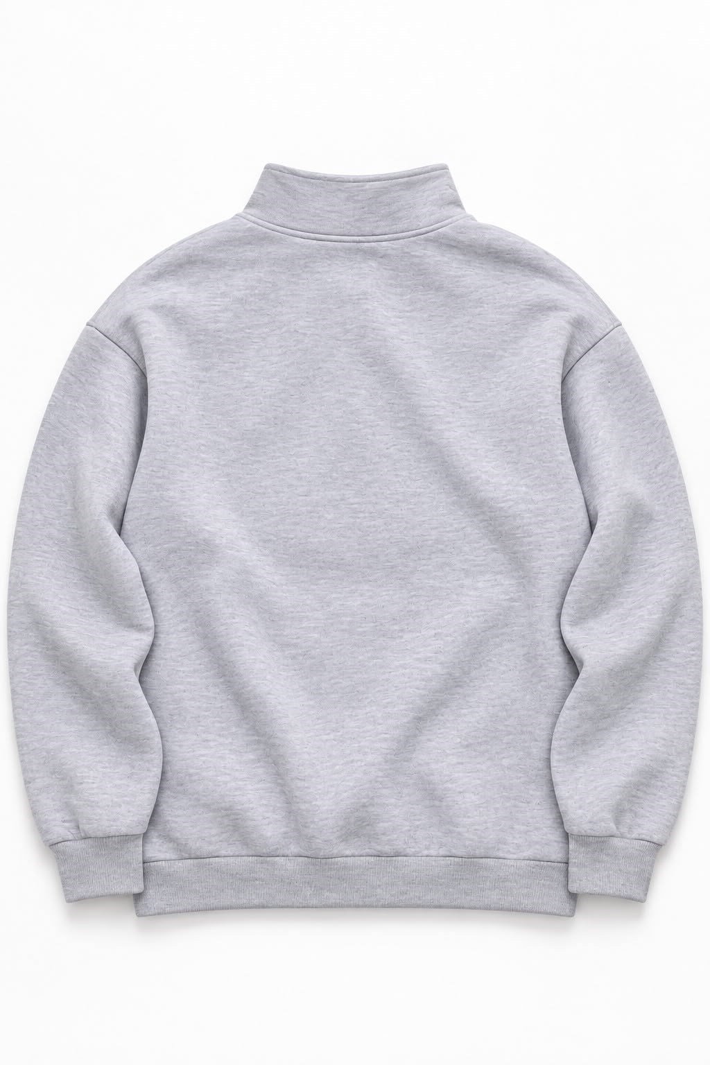 Kadın Dik Yaka Yarım Fermuarlı Baskılı Sweatshirt Gri