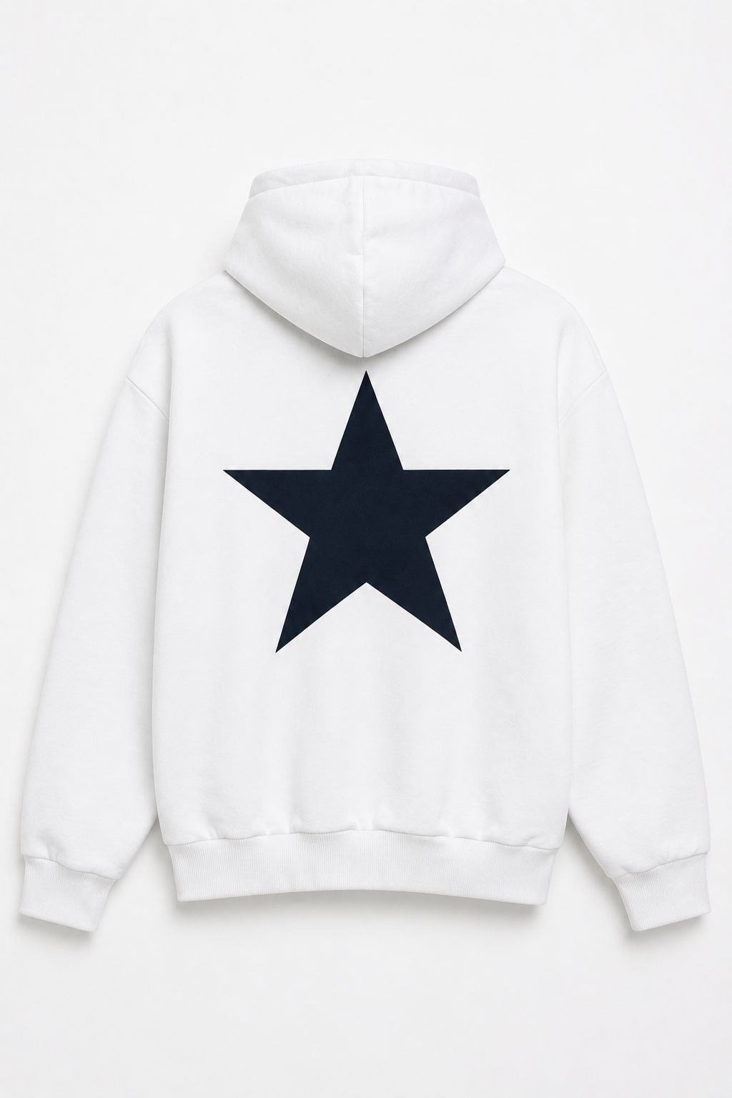 Kadın Kapüşonlu Yıldız Baskılı Sweatshirt Beyaz