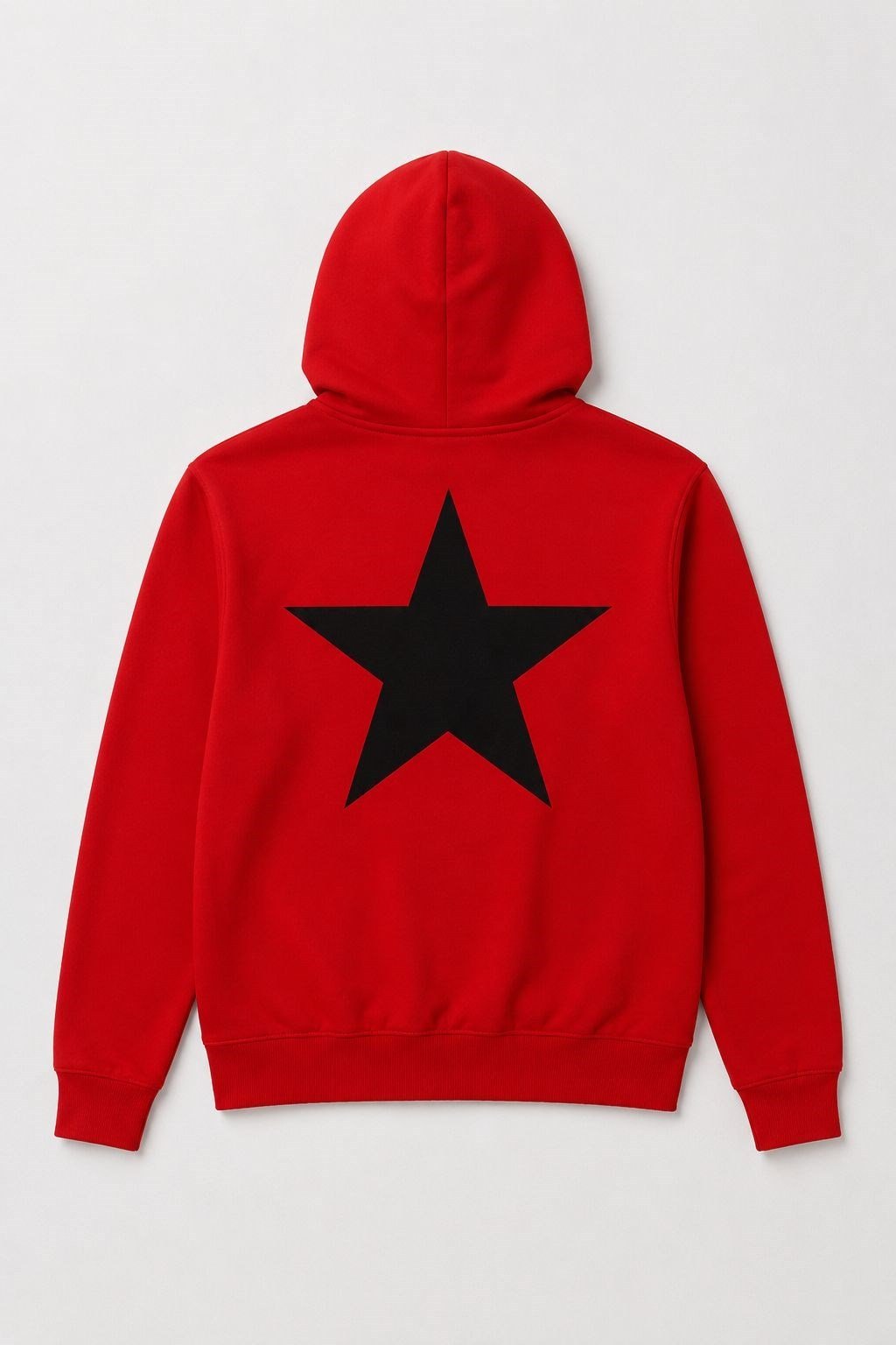Kadın Kapüşonlu Yıldız Baskılı Sweatshirt Kırmızı