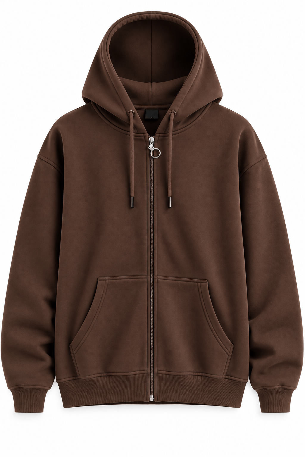 Kapüşonlu Fermuarlı Cepli Oversize Şardonlu Sweatshirt Kahve