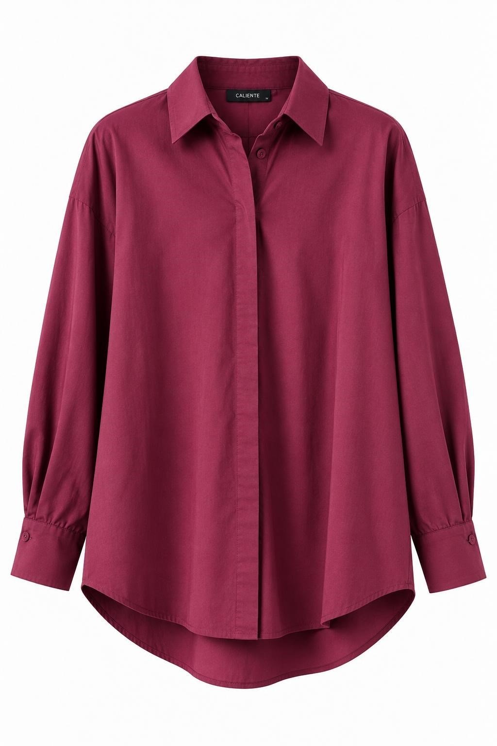 Oversize Basic Gömlek Bordo