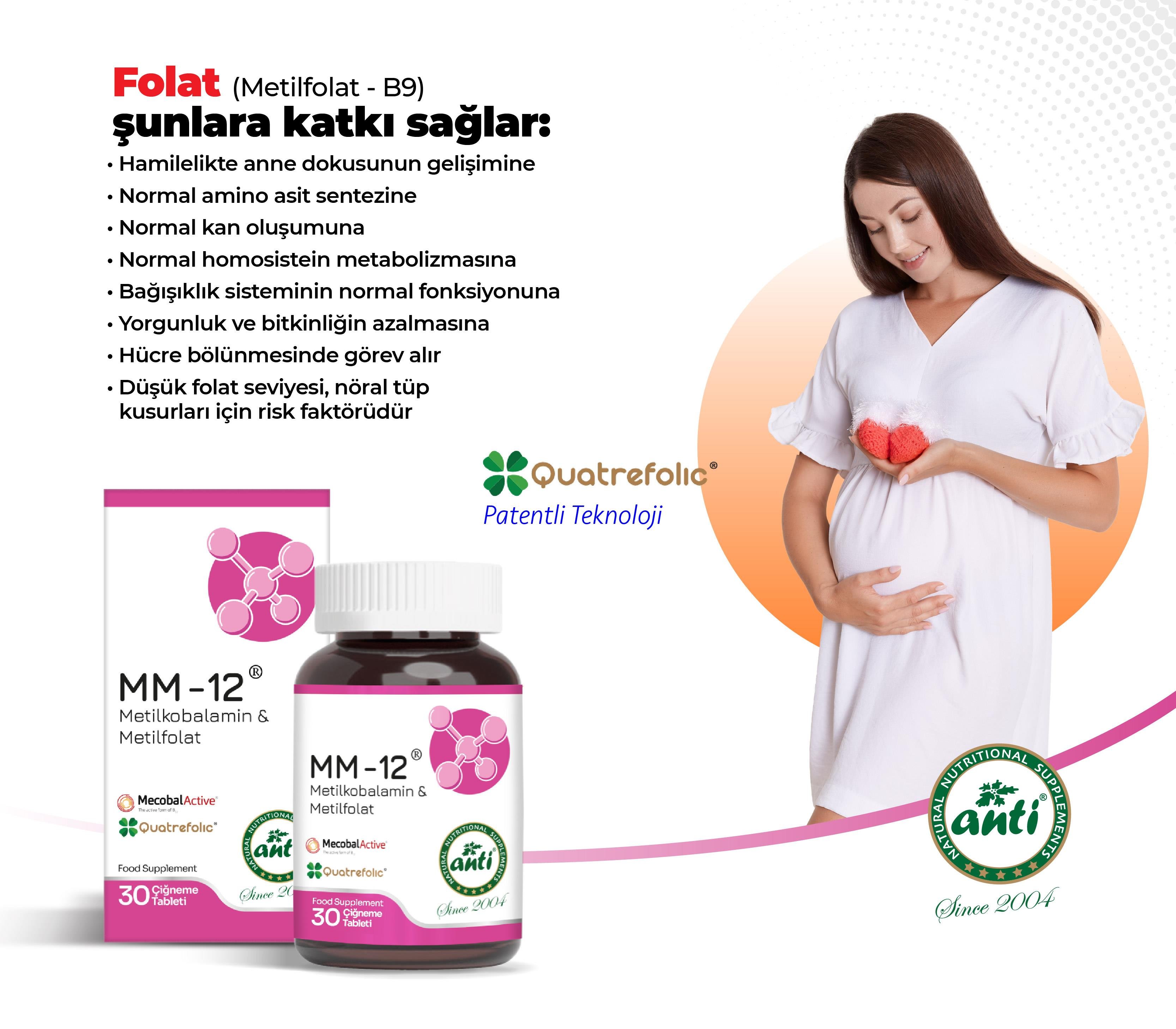 Anti Mm-12® B12Vitamini ve Metil folat Çiğneme Tableti