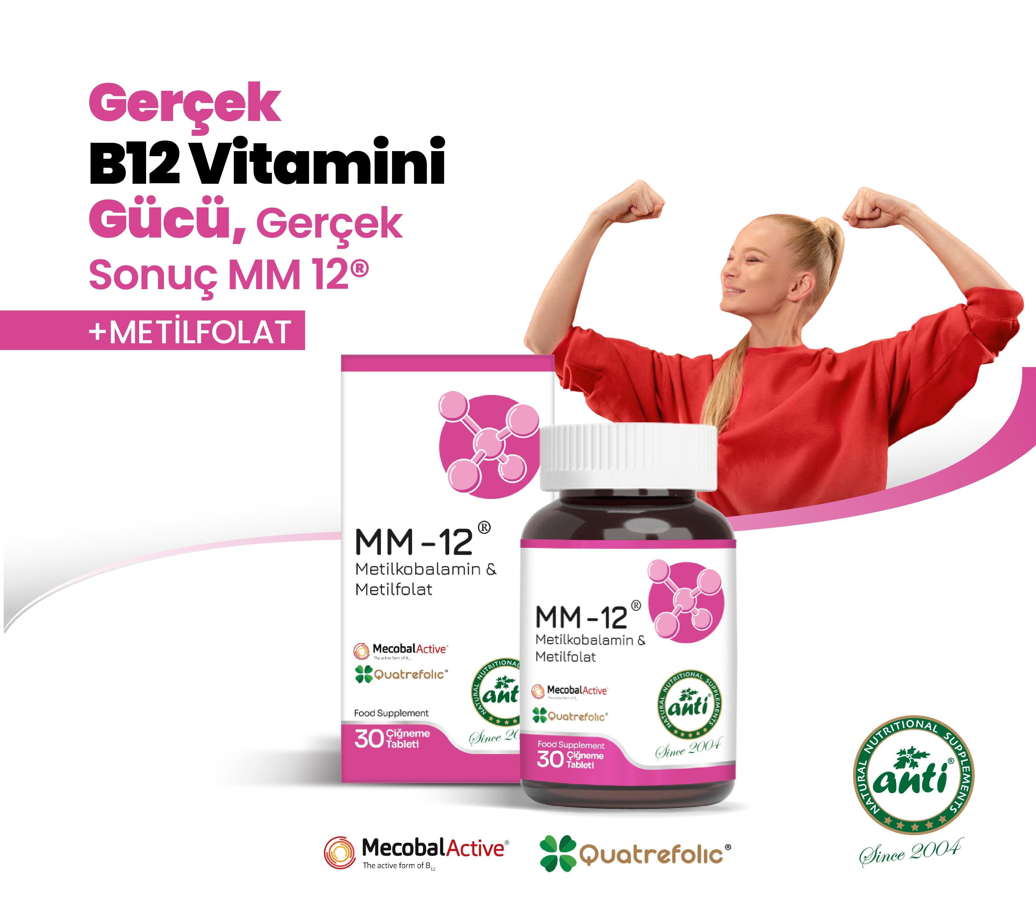 Anti Mm-12® B12Vitamini ve Metil folat Çiğneme Tableti