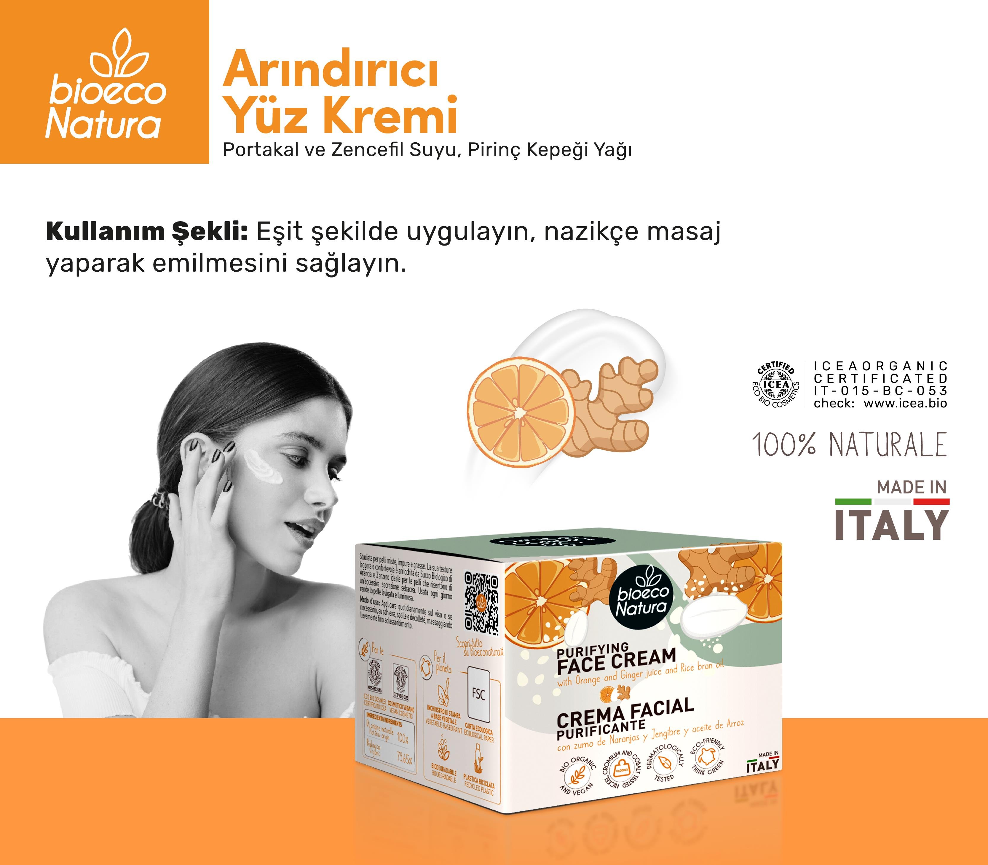 Arındırıcı Yüz Kremi | Portakal ve Zencefil Özlü | Yağlı ve Karma