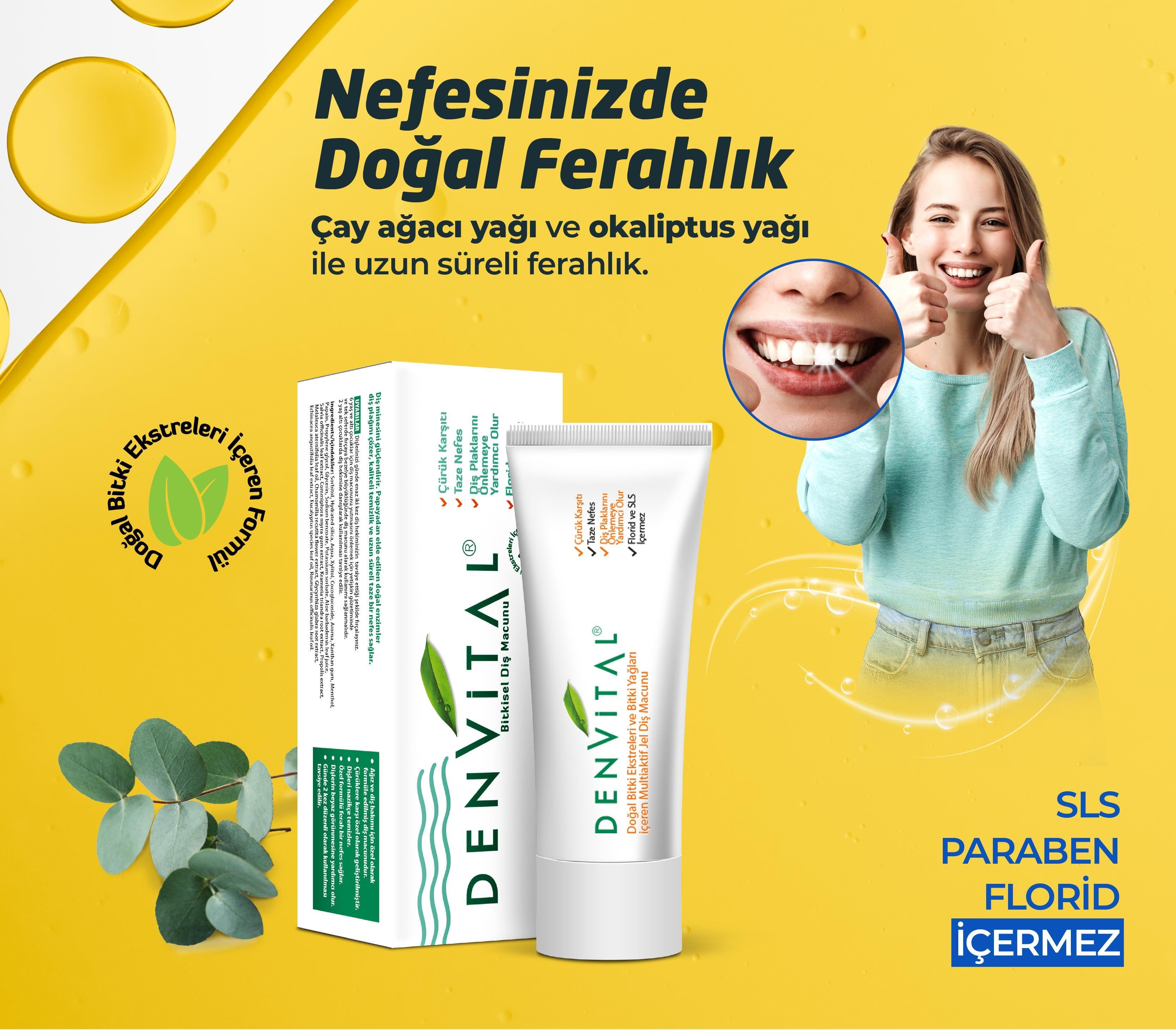 Denvital 12 Bitki Bileşeni Bitkisel Diş Macunu 75 ML
