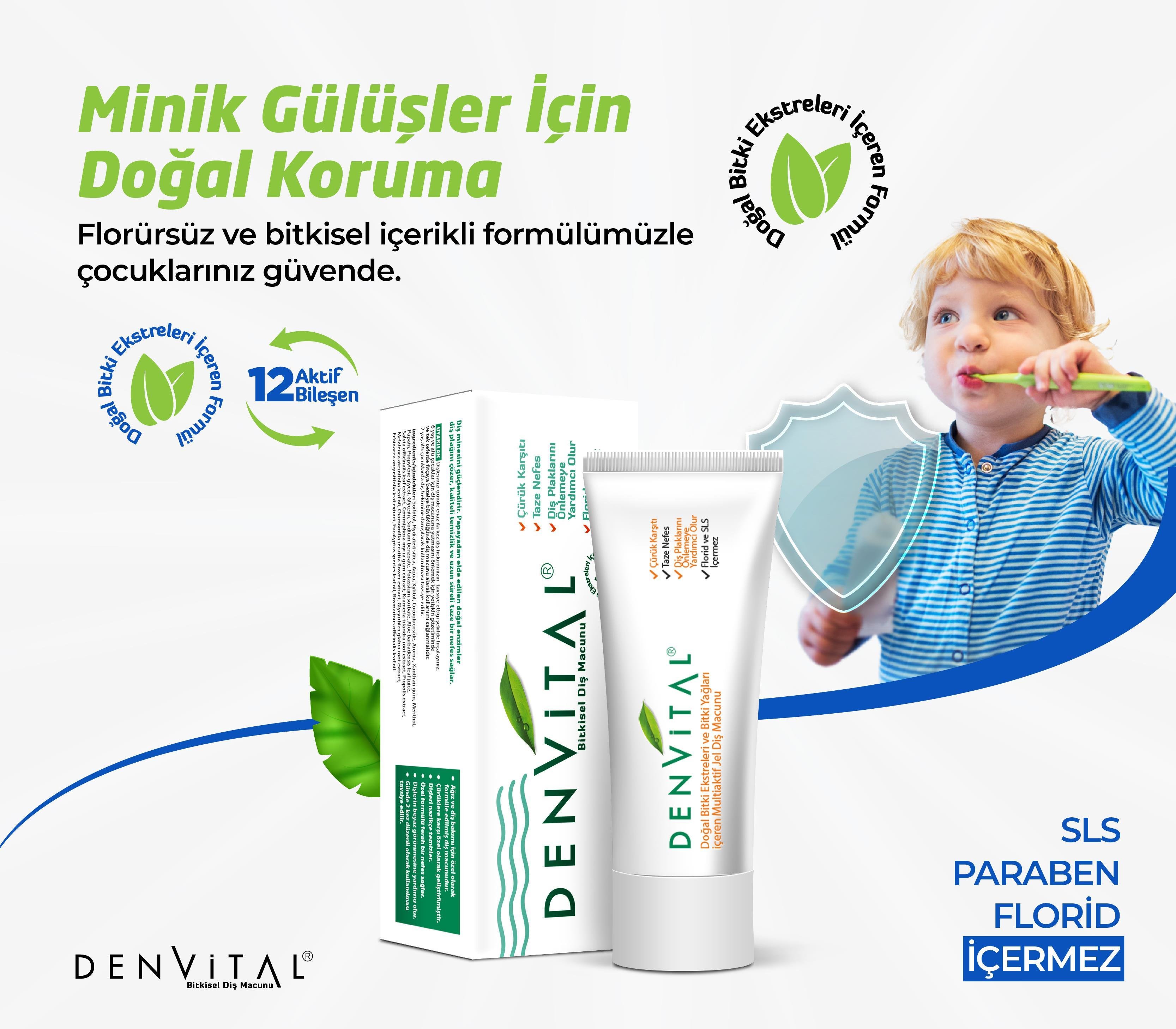 Denvital 12 Bitki Bileşeni Bitkisel Diş Macunu 75 ML