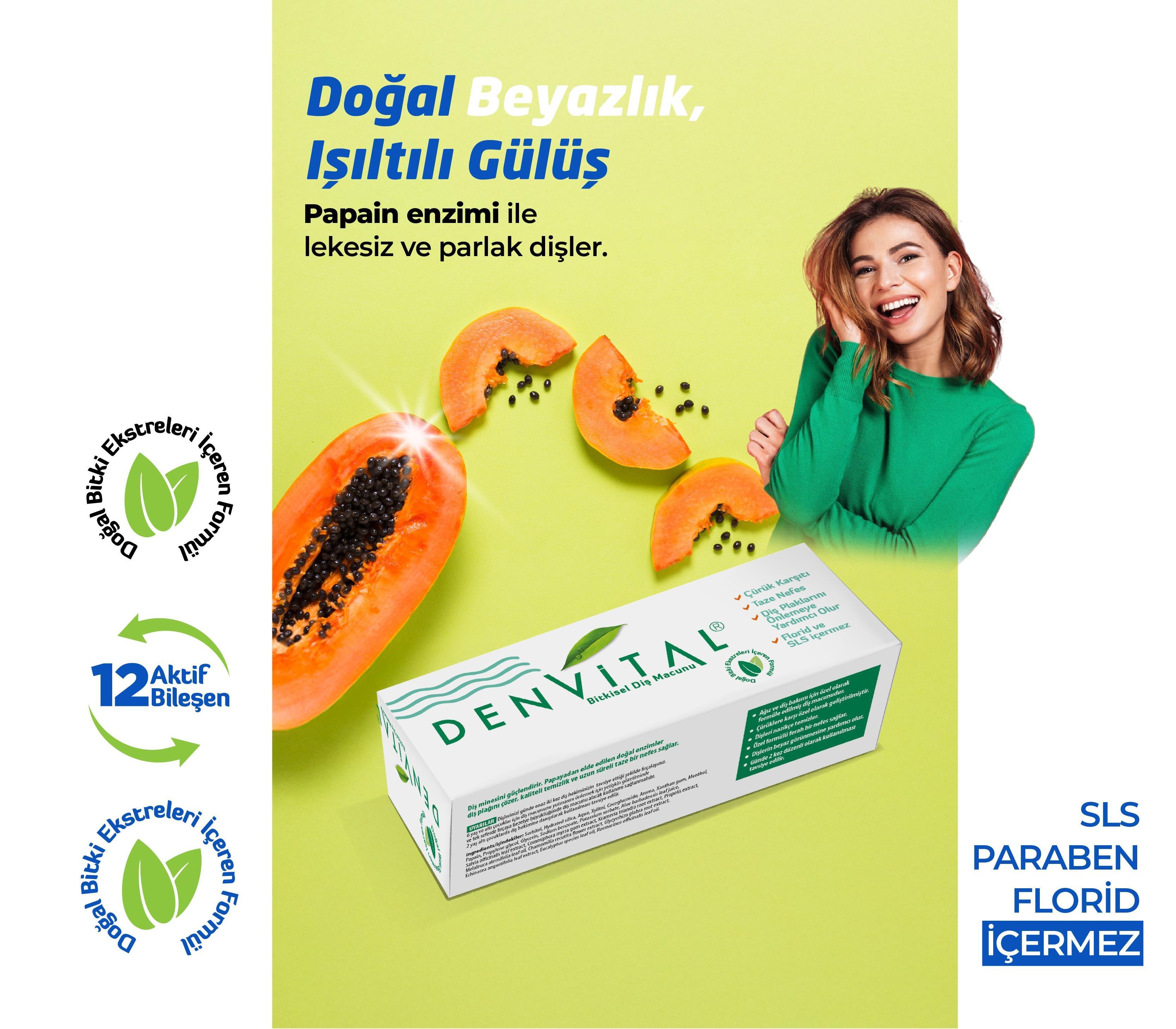 Denvital 12 Bitki Bileşeni Bitkisel Diş Macunu 75 ML