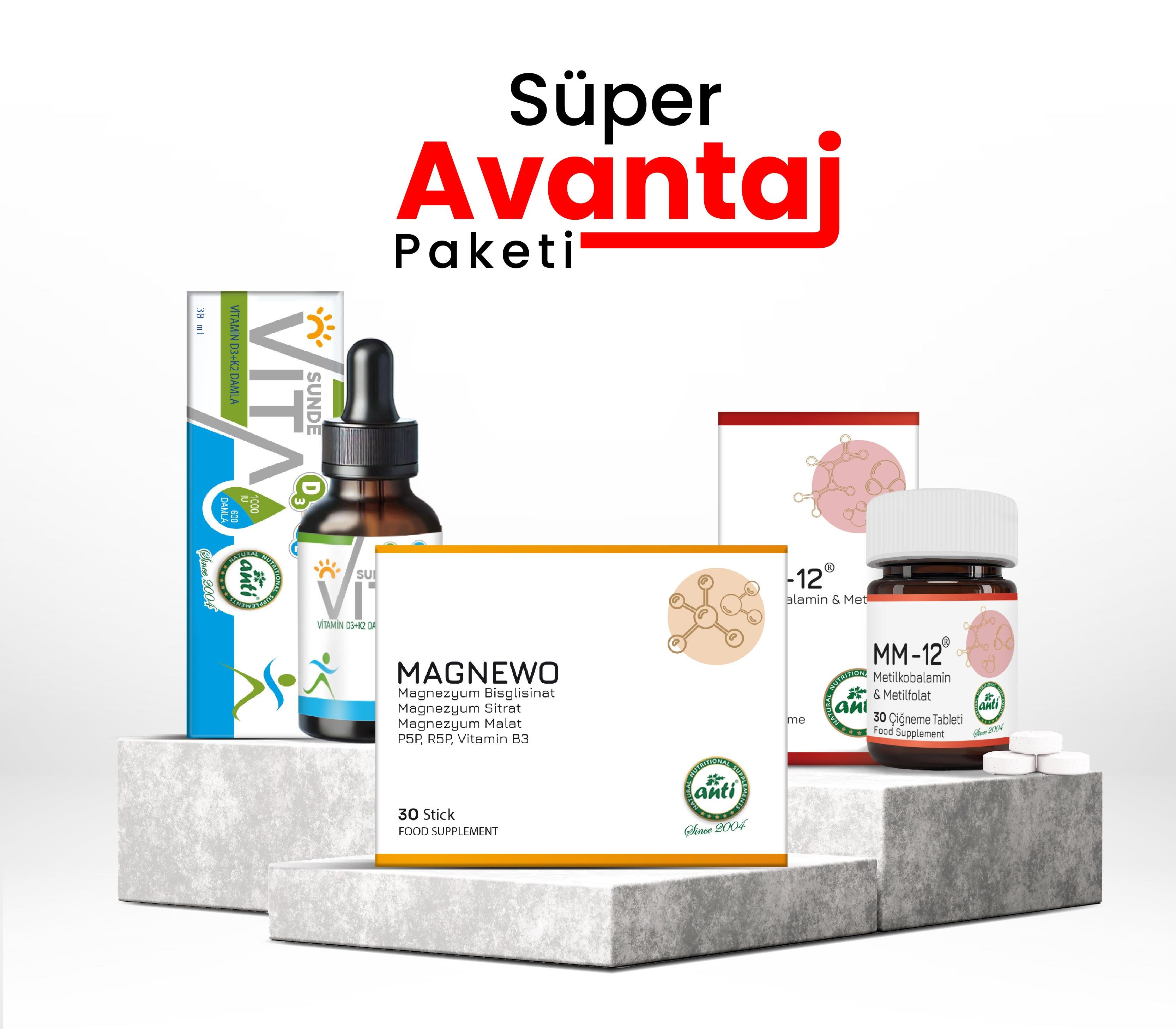er Avantaj Paketi (D3+k2 damla, Magnezyum, B12 vitamini)