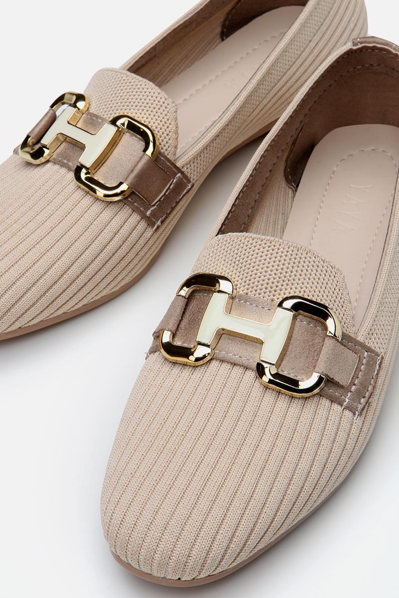 Bej Tokalı Kadın Loafer