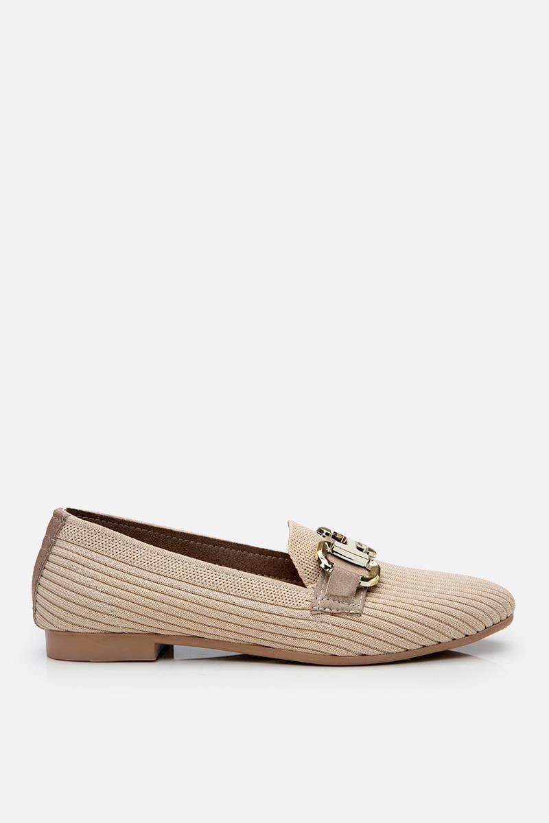 Bej Tokalı Kadın Loafer