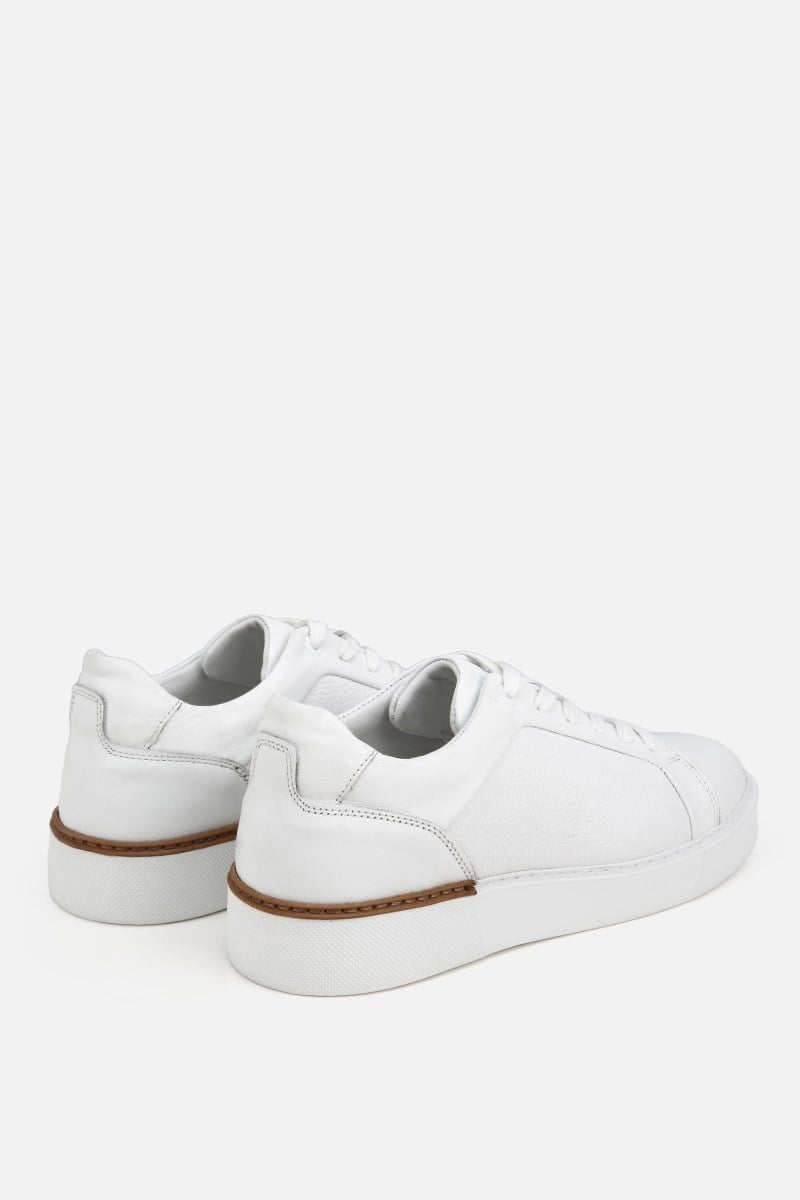 Erkek Beyaz Bağcıklı Kalın Tabanlı Günlük Sneaker