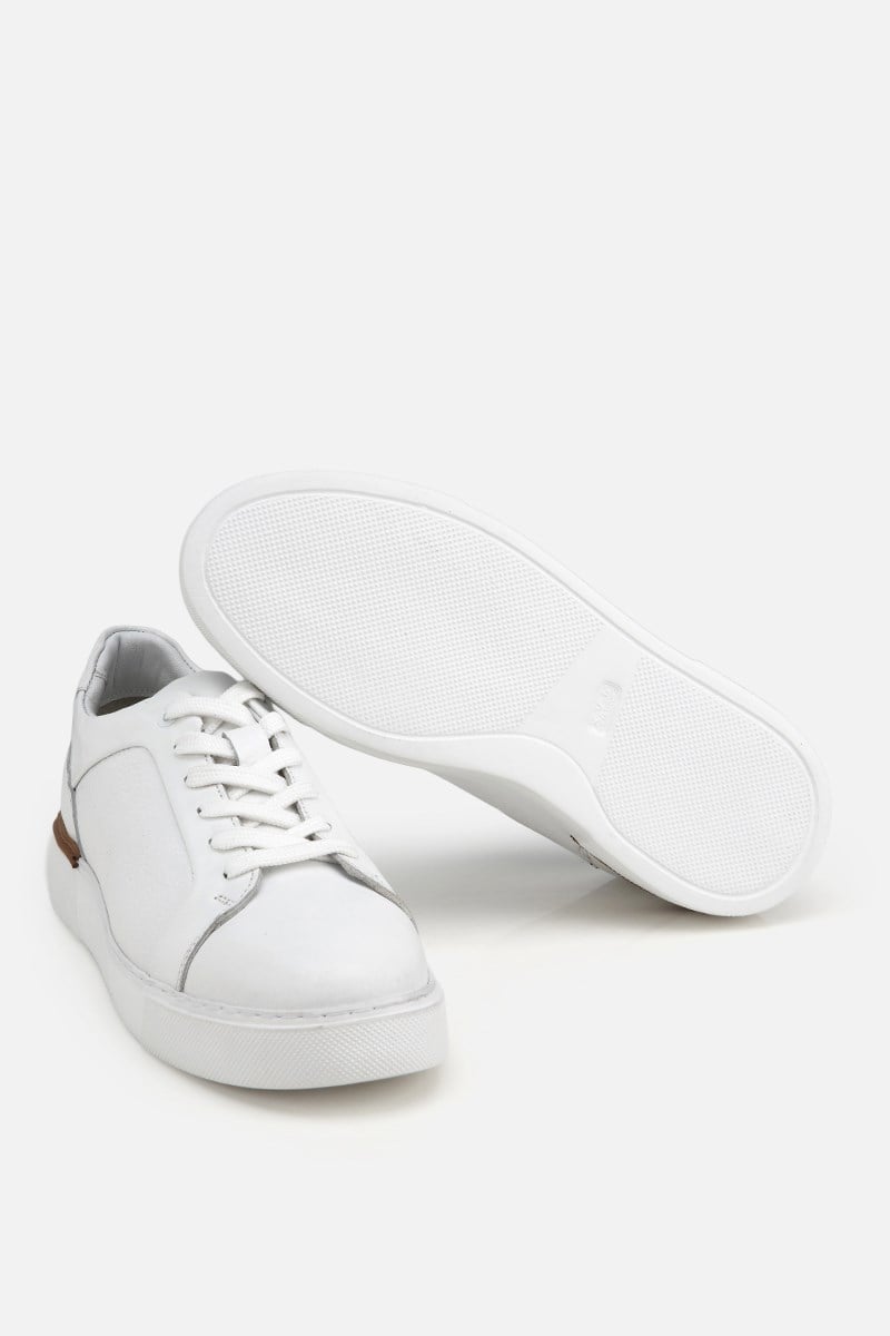 Erkek Beyaz Bağcıklı Kalın Tabanlı Günlük Sneaker