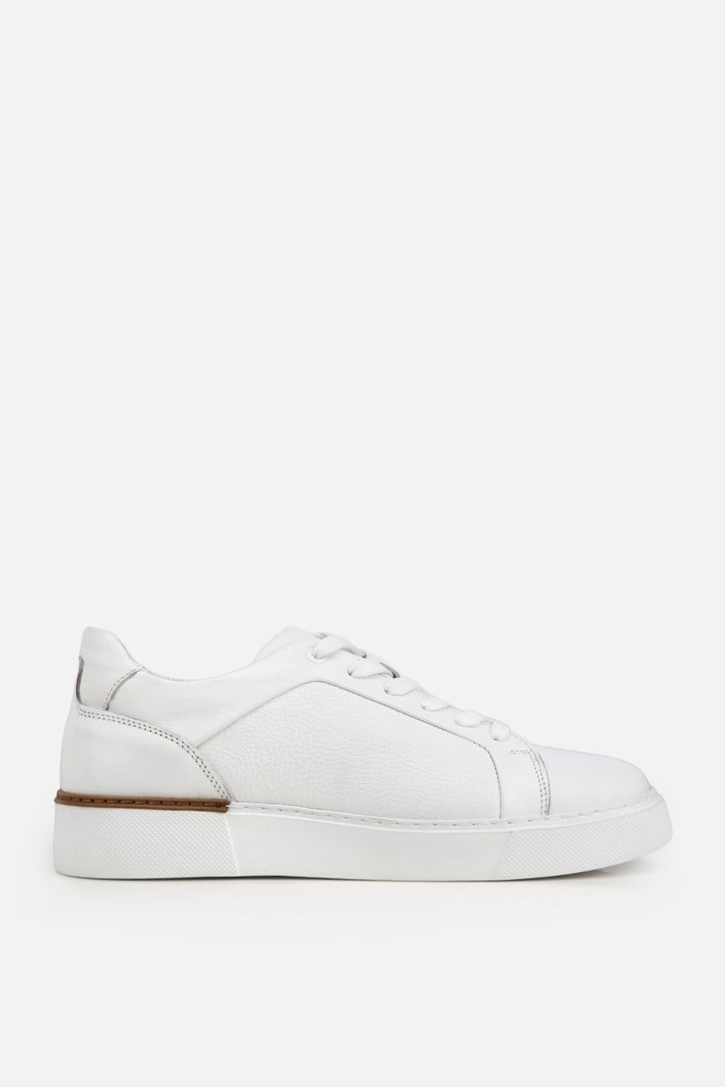 Erkek Beyaz Bağcıklı Kalın Tabanlı Günlük Sneaker