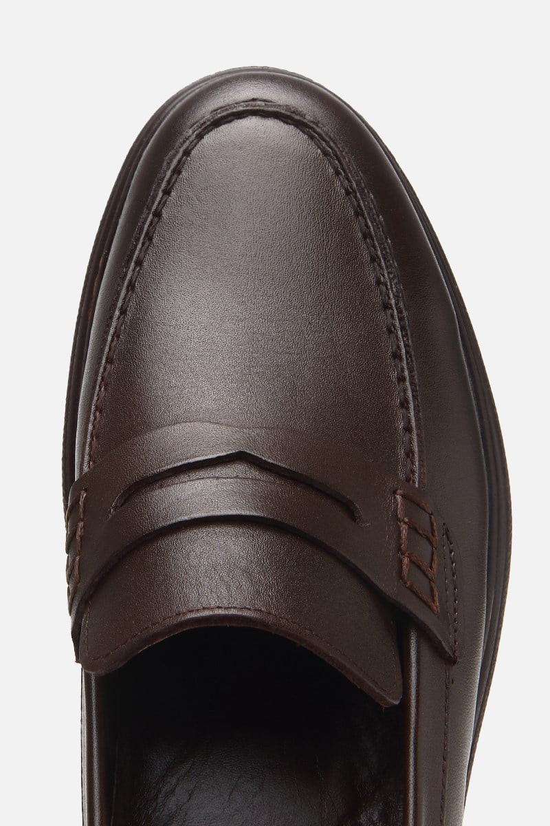 Erkek Deri Kahverengi Deri Hafif Tabanlı Klasik Loafer