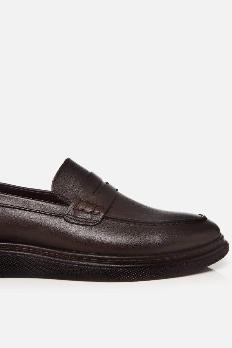 Erkek Deri Kahverengi Deri Hafif Tabanlı Klasik Loafer