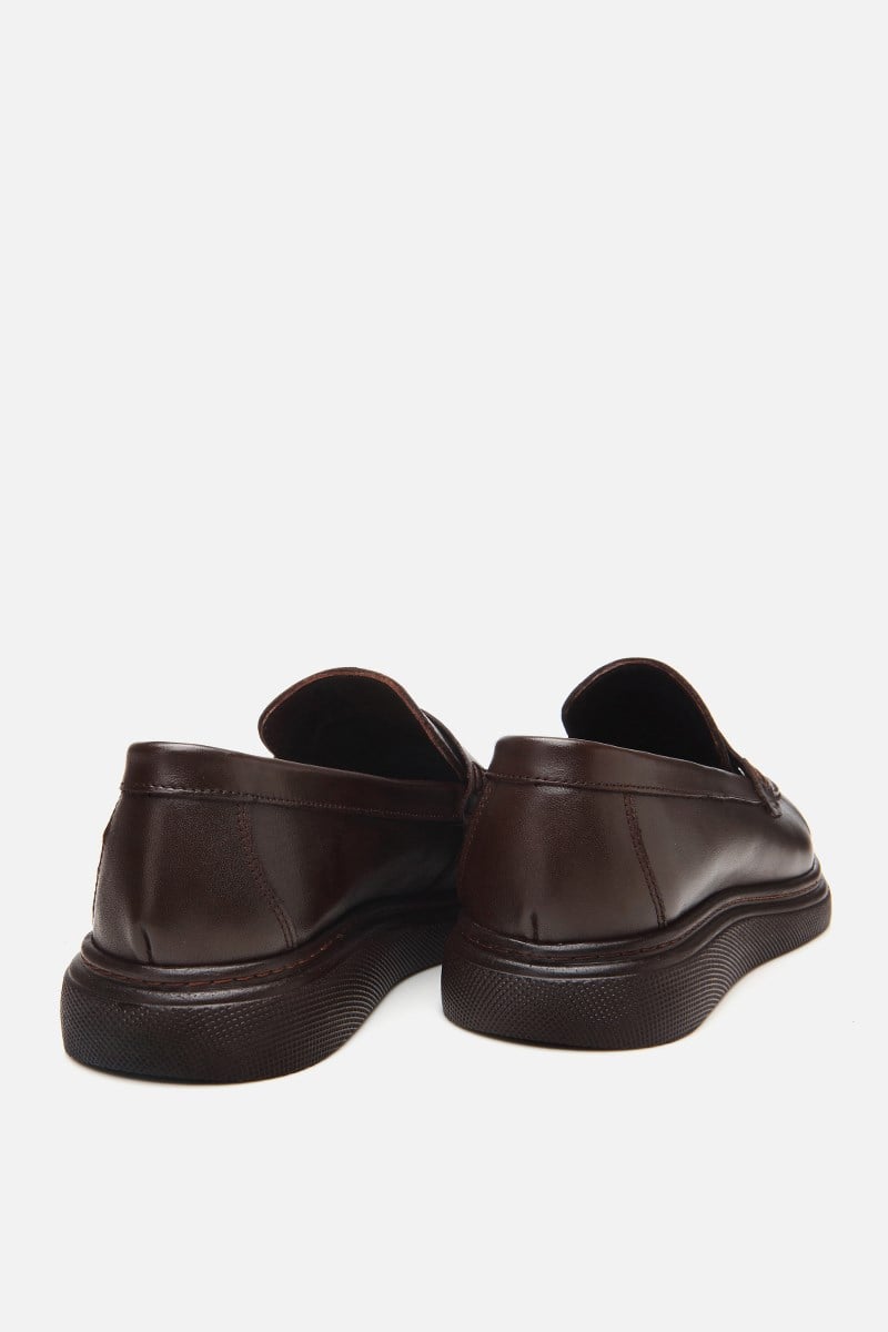 Erkek Deri Kahverengi Deri Hafif Tabanlı Klasik Loafer