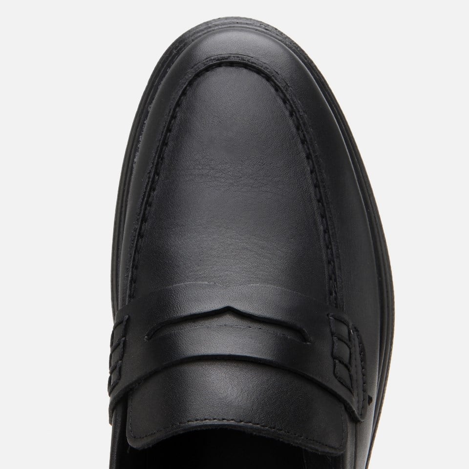 Erkek Deri Siyah Deri Hafif Tabanlı Klasik Loafer