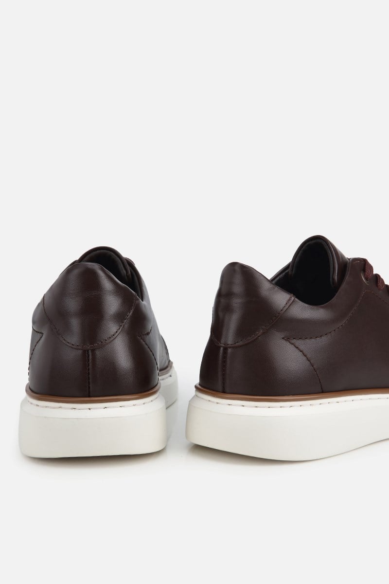 Erkek Kahverengi Bağcıklı Kalın Tabanlı Günlük Sneaker