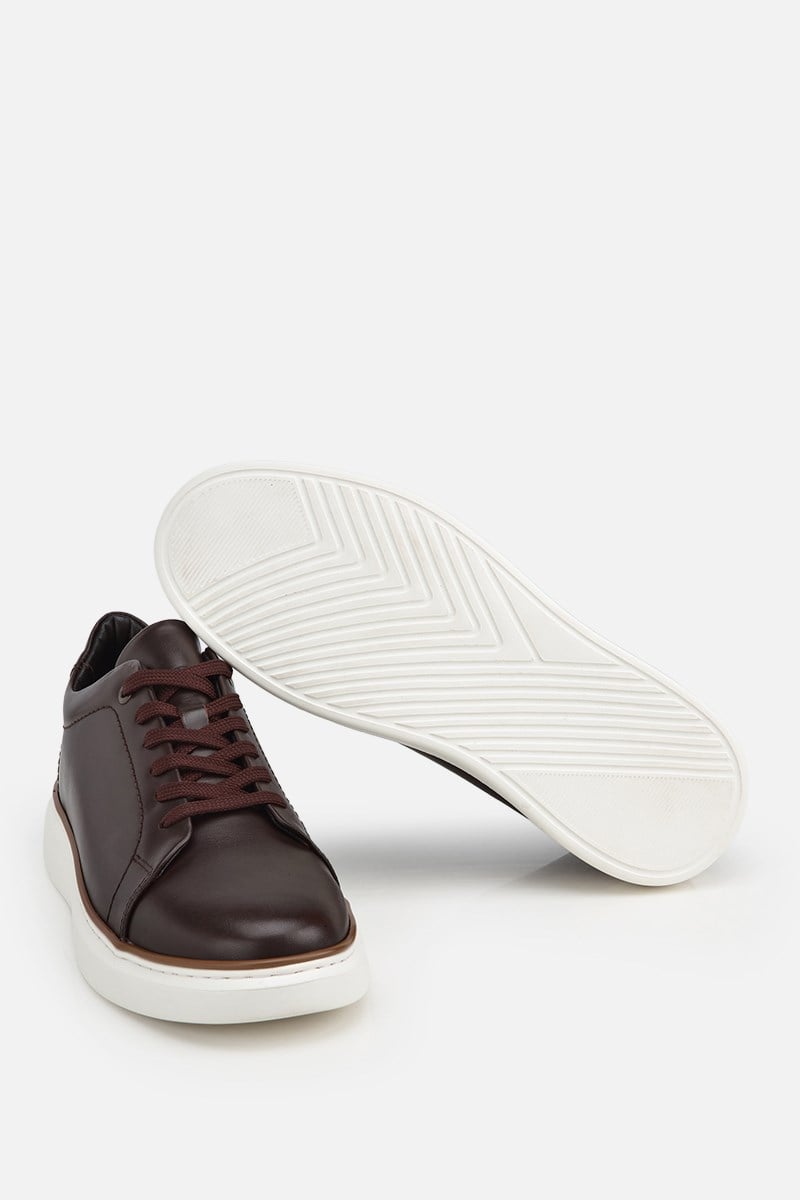 Erkek Kahverengi Bağcıklı Kalın Tabanlı Günlük Sneaker