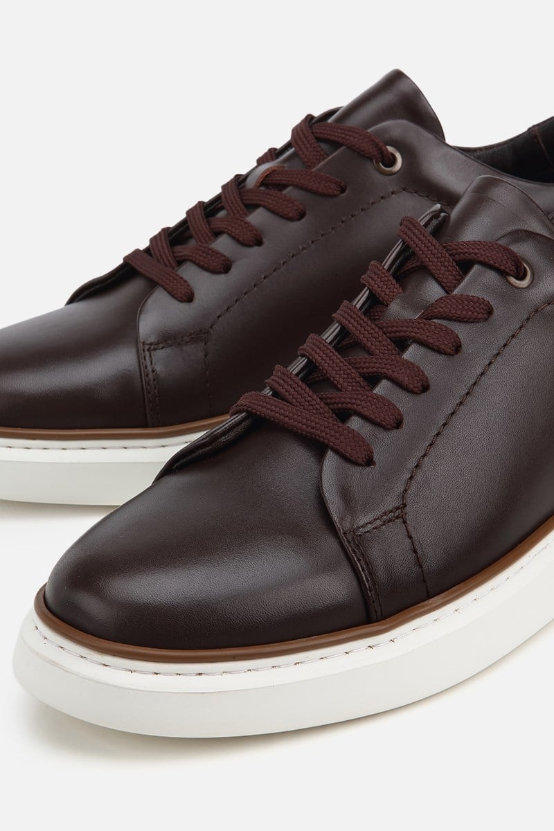 Erkek Kahverengi Bağcıklı Kalın Tabanlı Günlük Sneaker