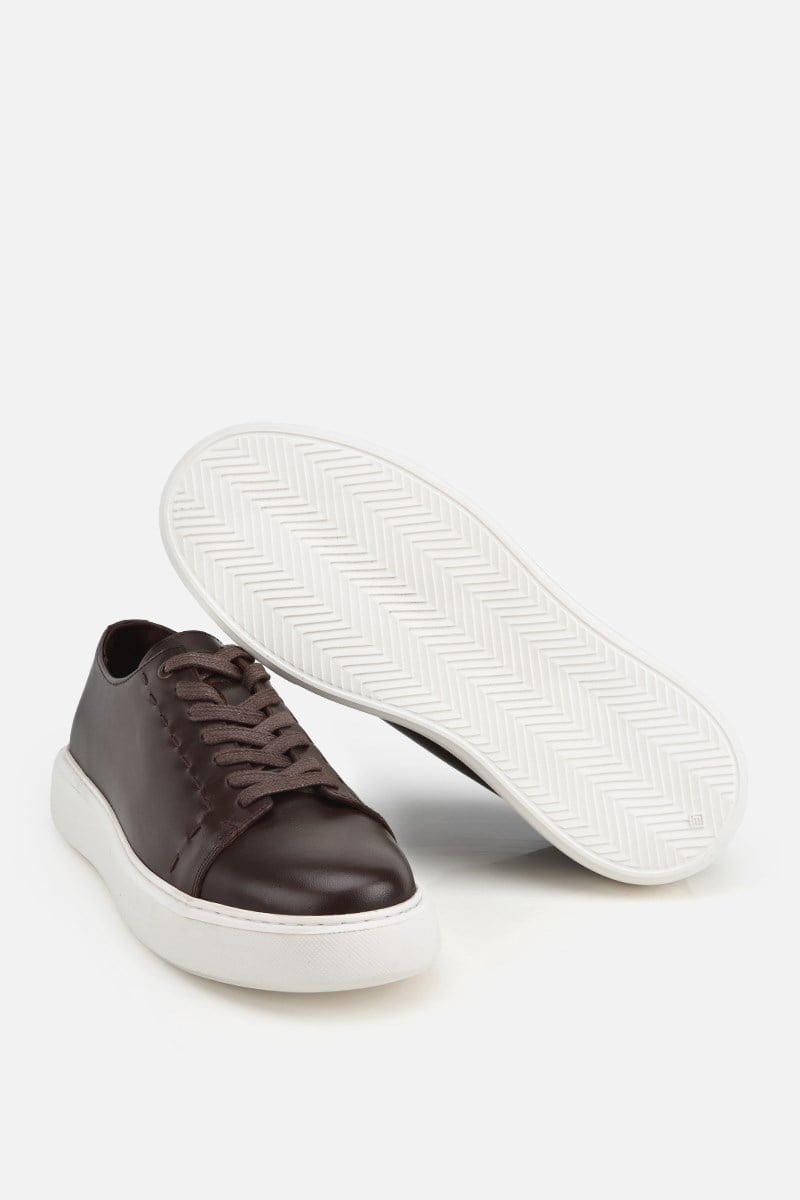 Erkek Kahverengi Bağcıklı Kalın Tabanlı Günlük Sneaker