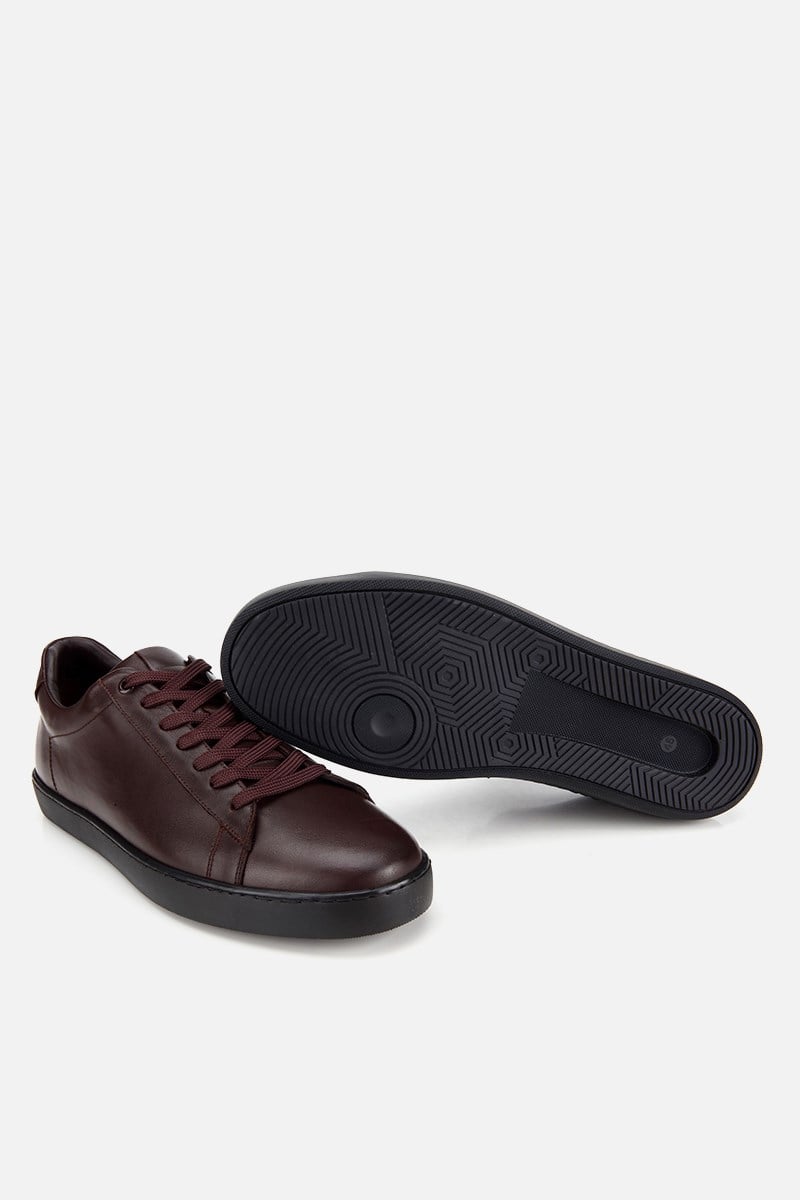Erkek Kahverengi Deri Bağcıklı Sneaker