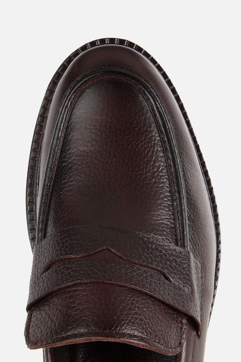 Erkek Kahverengi Deri Modern Loafer