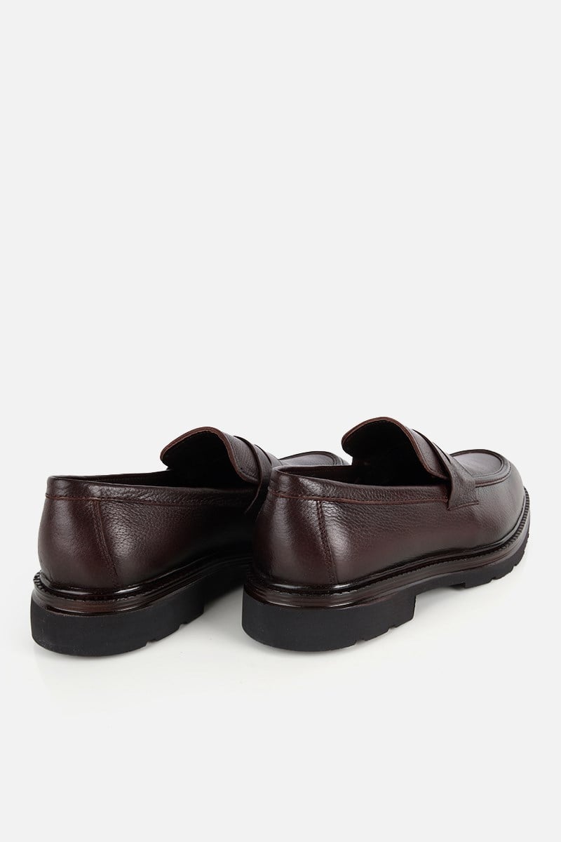 Erkek Kahverengi Deri Modern Loafer