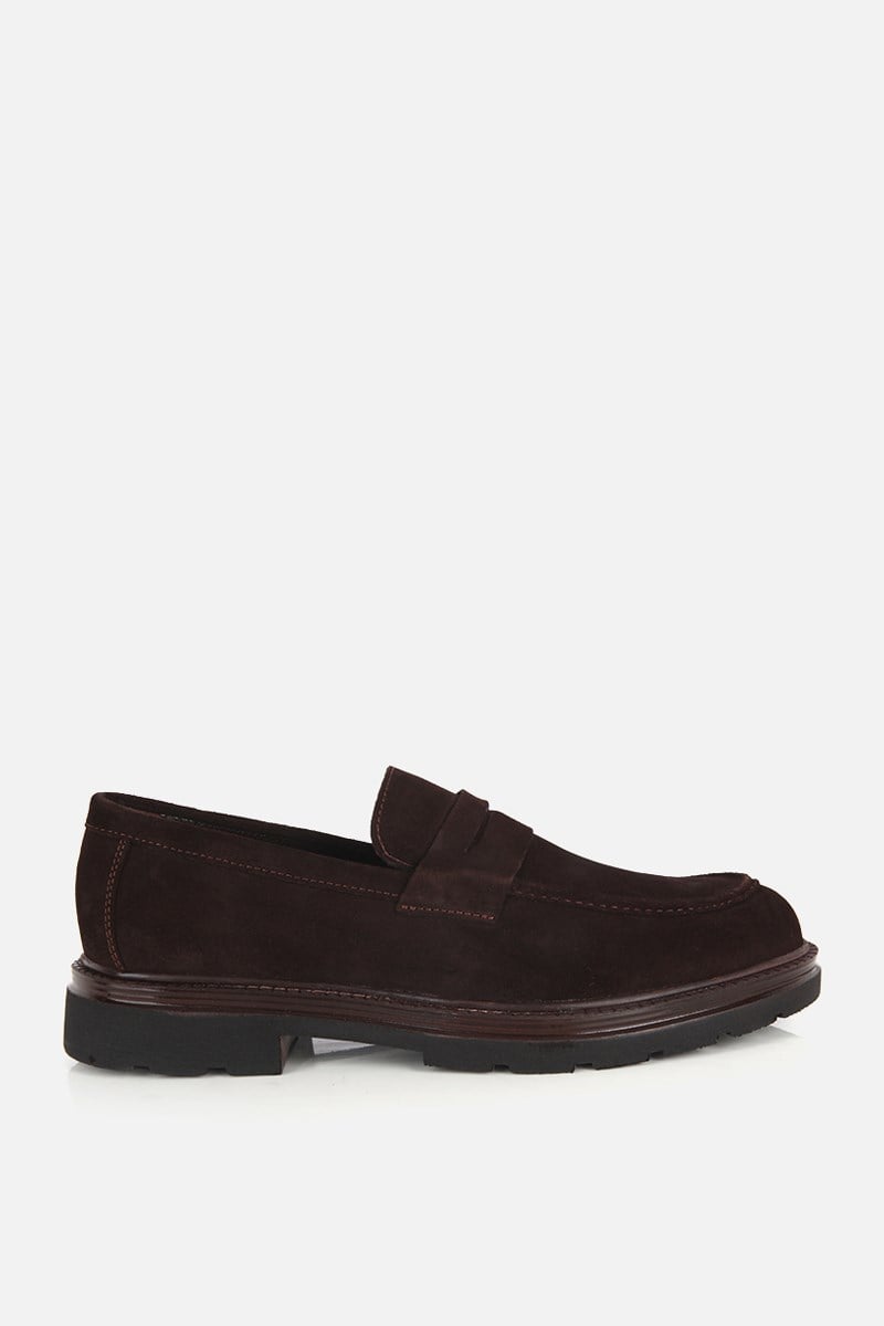 Erkek Kahverengi Süet Deri Modern Loafer