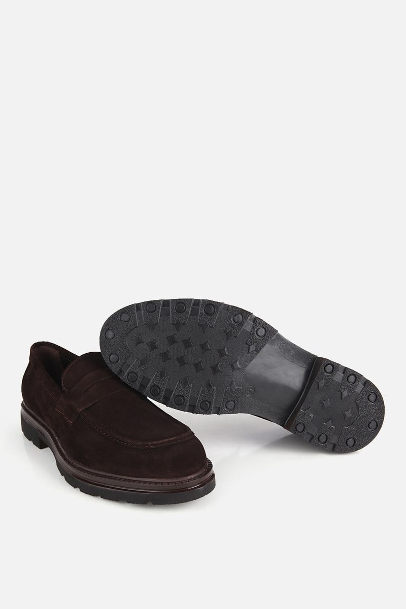 Erkek Kahverengi Süet Deri Modern Loafer