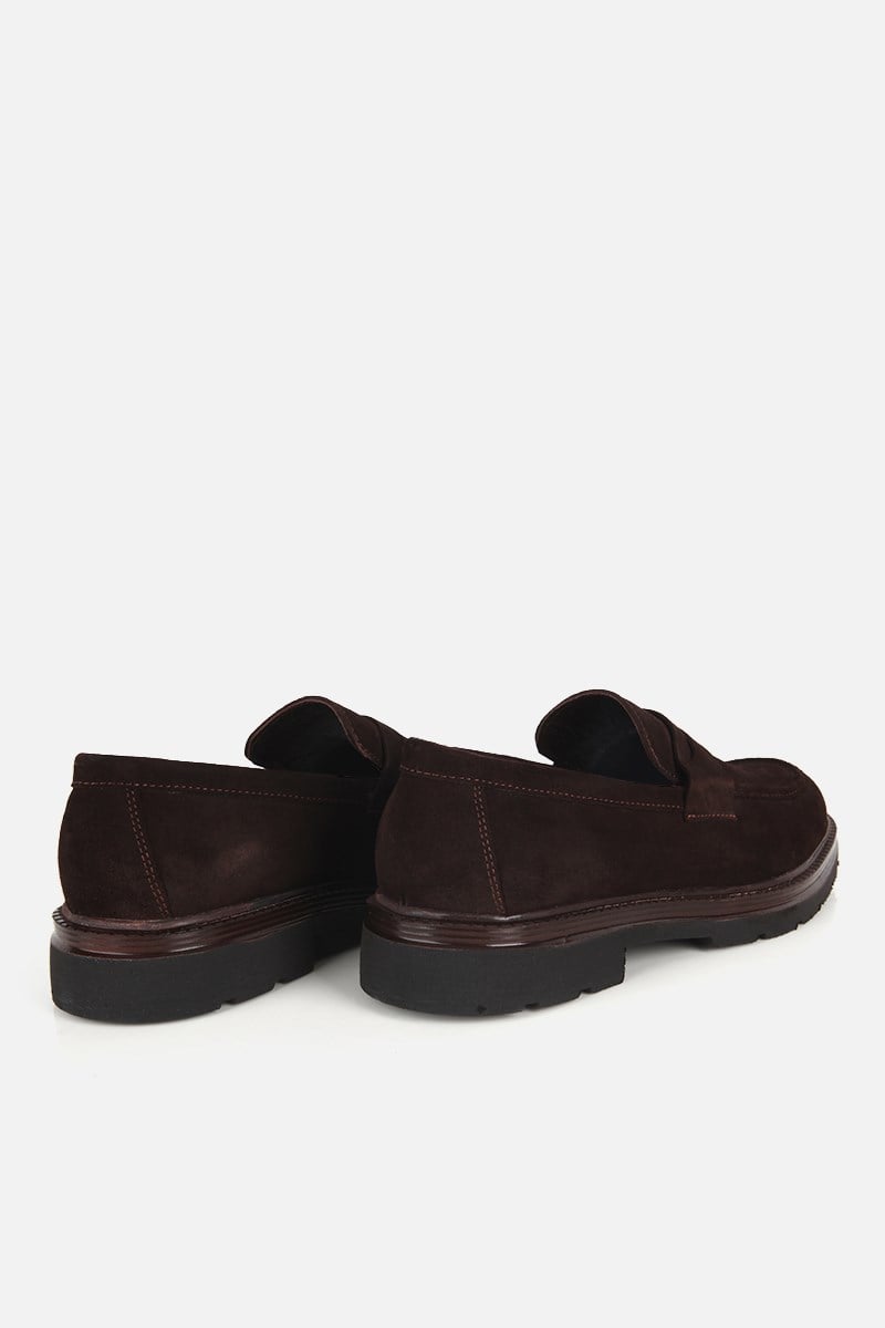 Erkek Kahverengi Süet Deri Modern Loafer