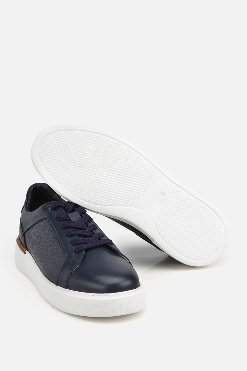 Erkek Lacivert Bağcıklı Kalın Tabanlı Günlük Sneaker
