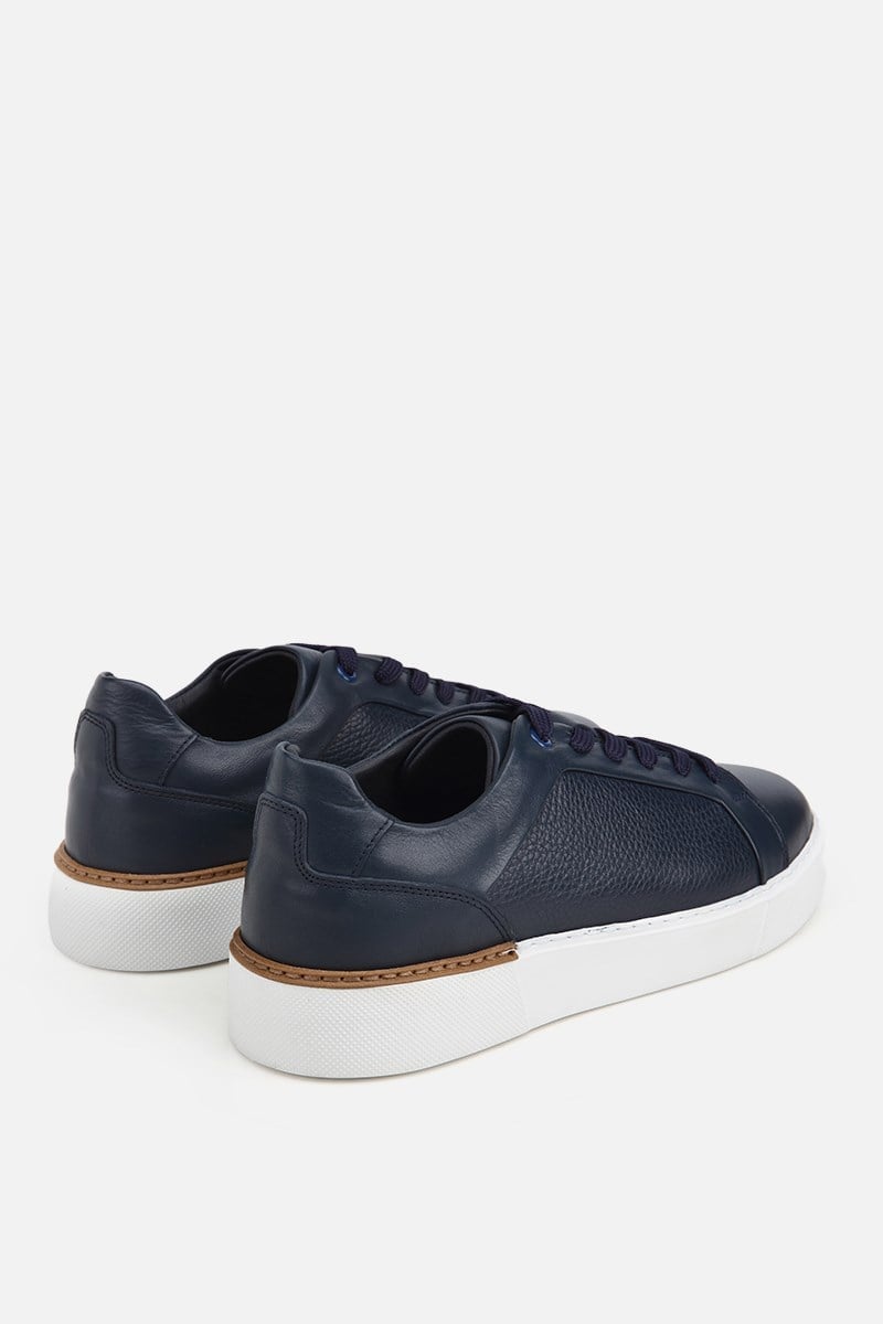 Erkek Lacivert Bağcıklı Kalın Tabanlı Günlük Sneaker