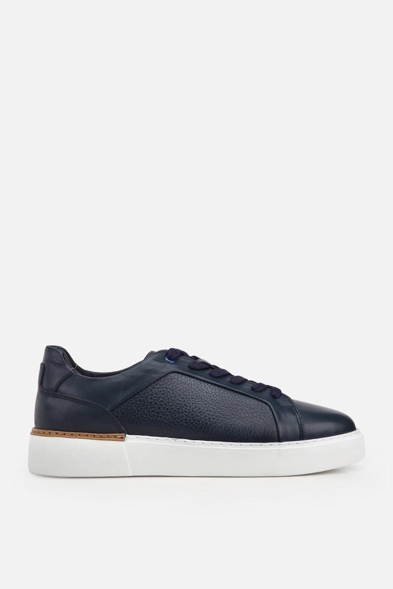 Erkek Lacivert Bağcıklı Kalın Tabanlı Günlük Sneaker