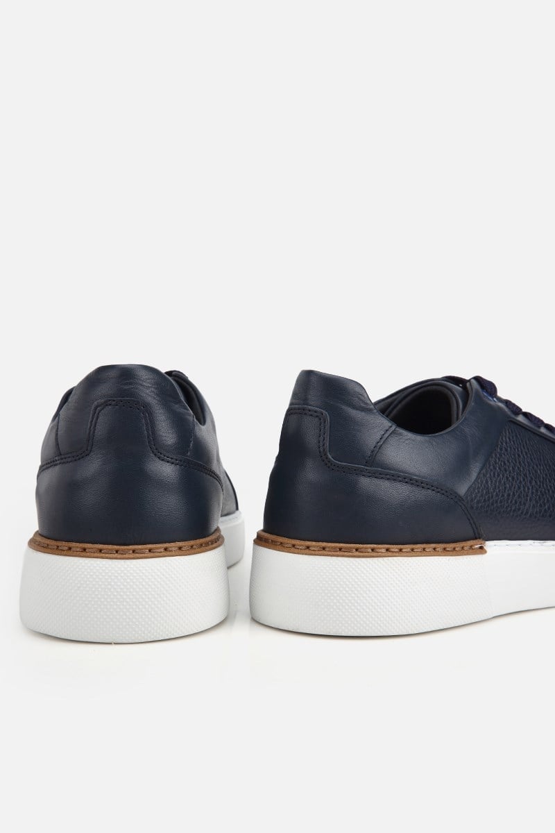 Erkek Lacivert Bağcıklı Kalın Tabanlı Günlük Sneaker