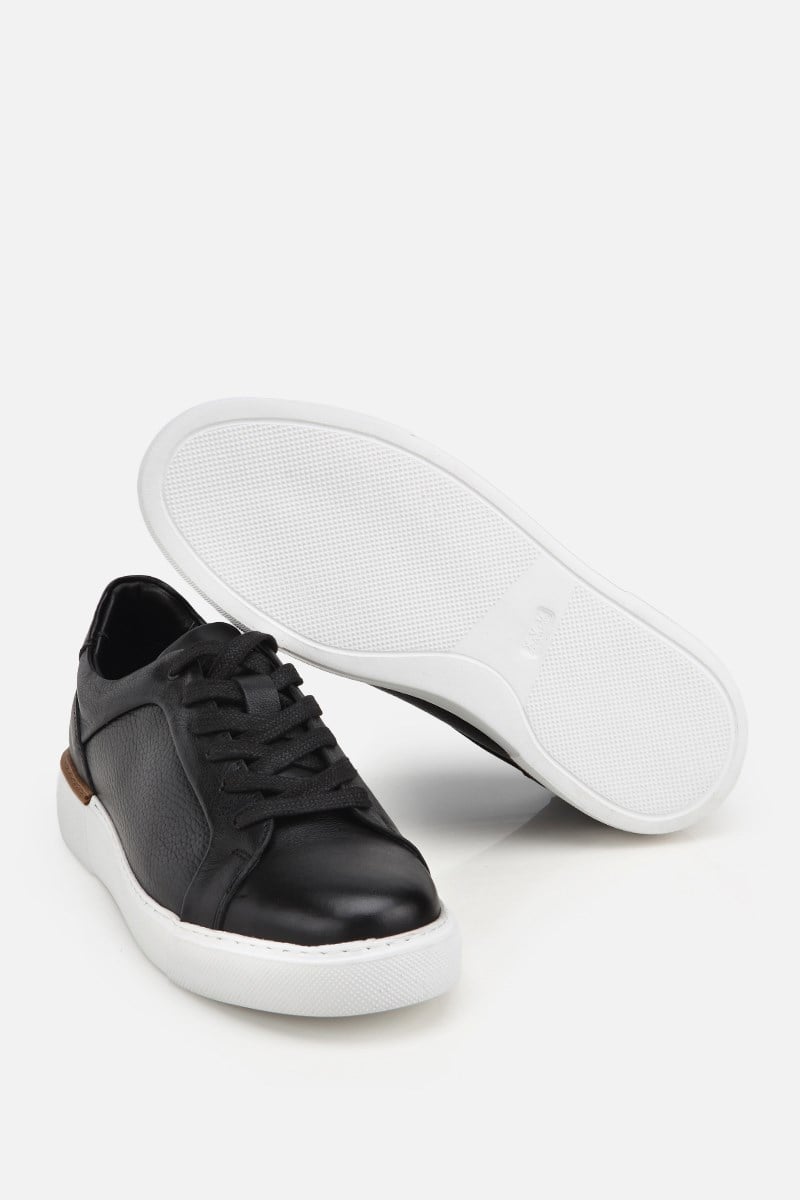 Erkek Siyah Bağcıklı Kalın Tabanlı Günlük Sneaker