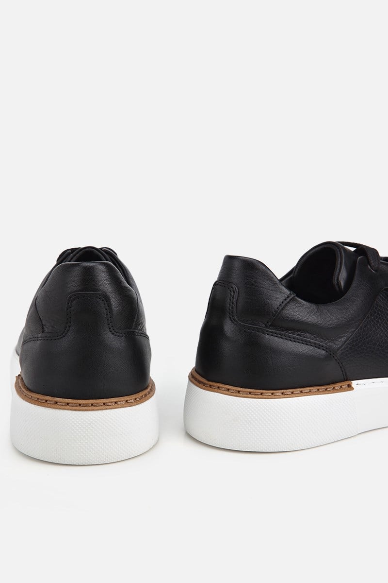 Erkek Siyah Bağcıklı Kalın Tabanlı Günlük Sneaker