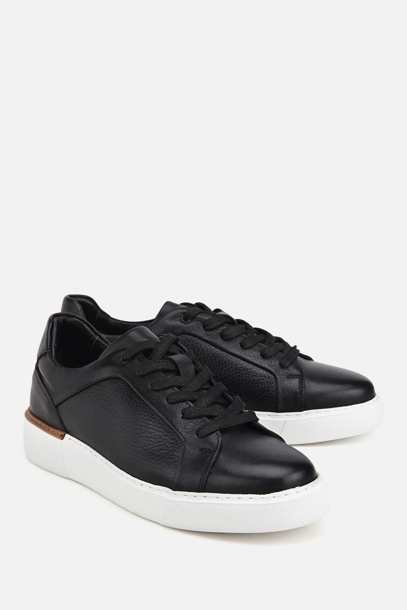 Erkek Siyah Bağcıklı Kalın Tabanlı Günlük Sneaker