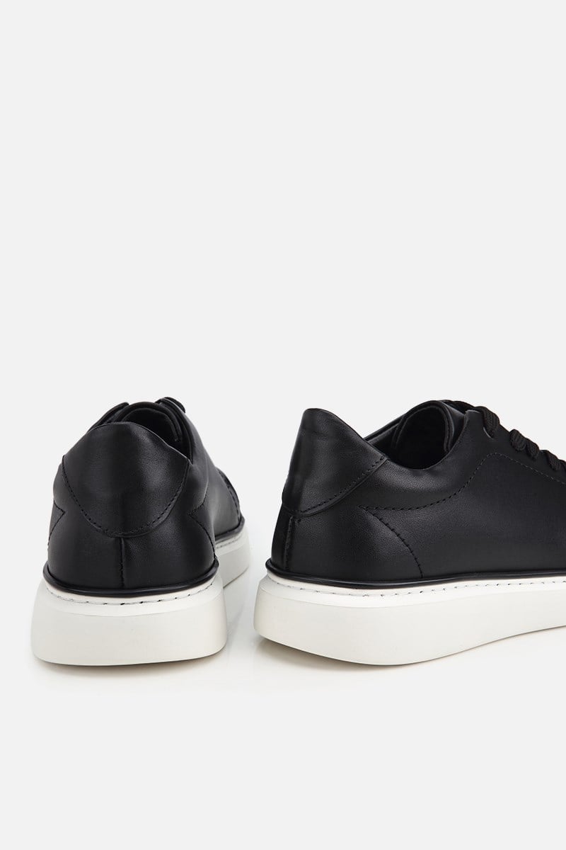 Erkek Siyah Bağcıklı Kalın Tabanlı Günlük Sneaker