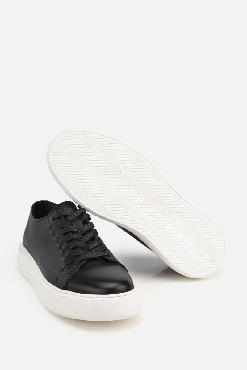Erkek Siyah Bağcıklı Kalın Tabanlı Günlük Sneaker