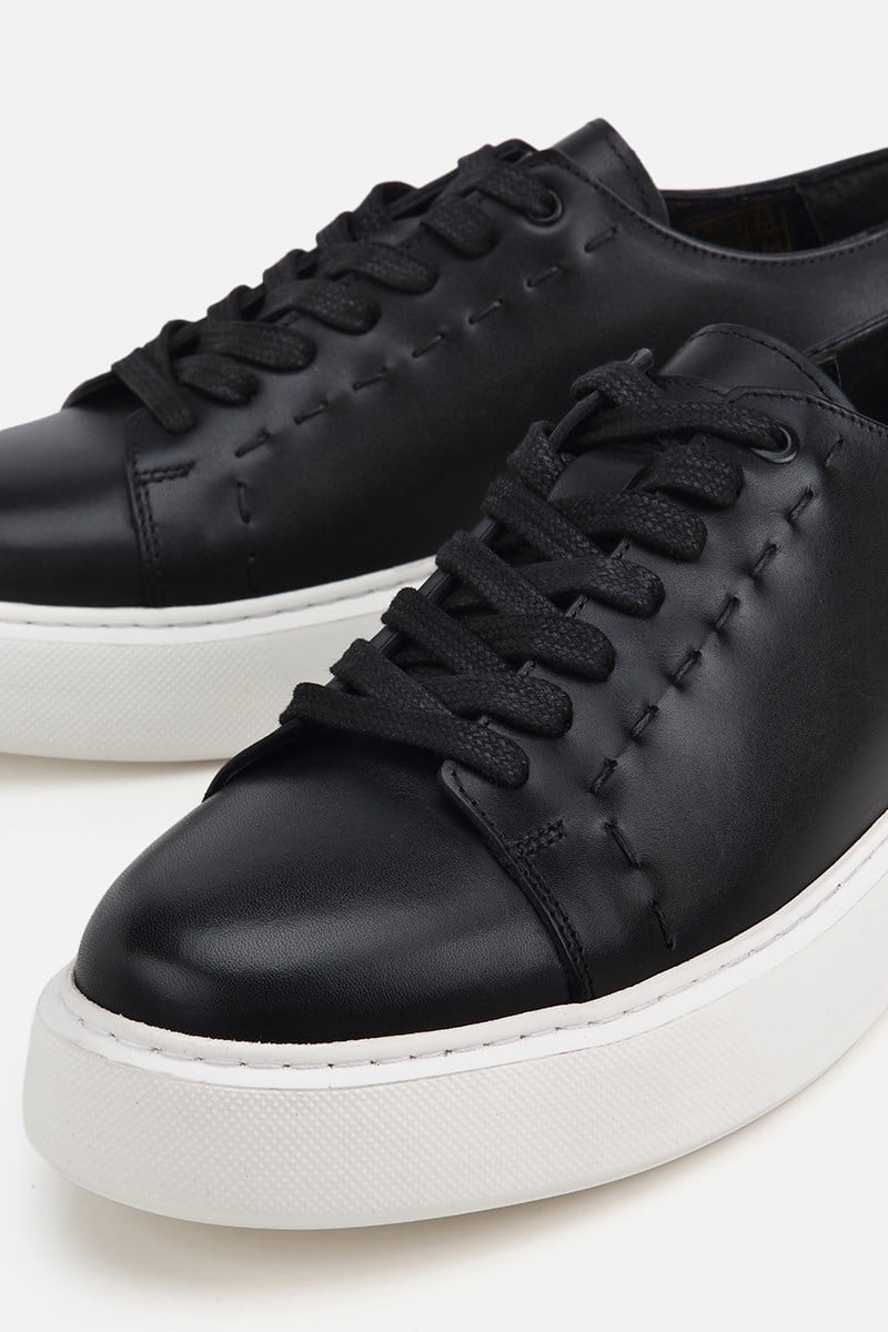 Erkek Siyah Bağcıklı Kalın Tabanlı Günlük Sneaker