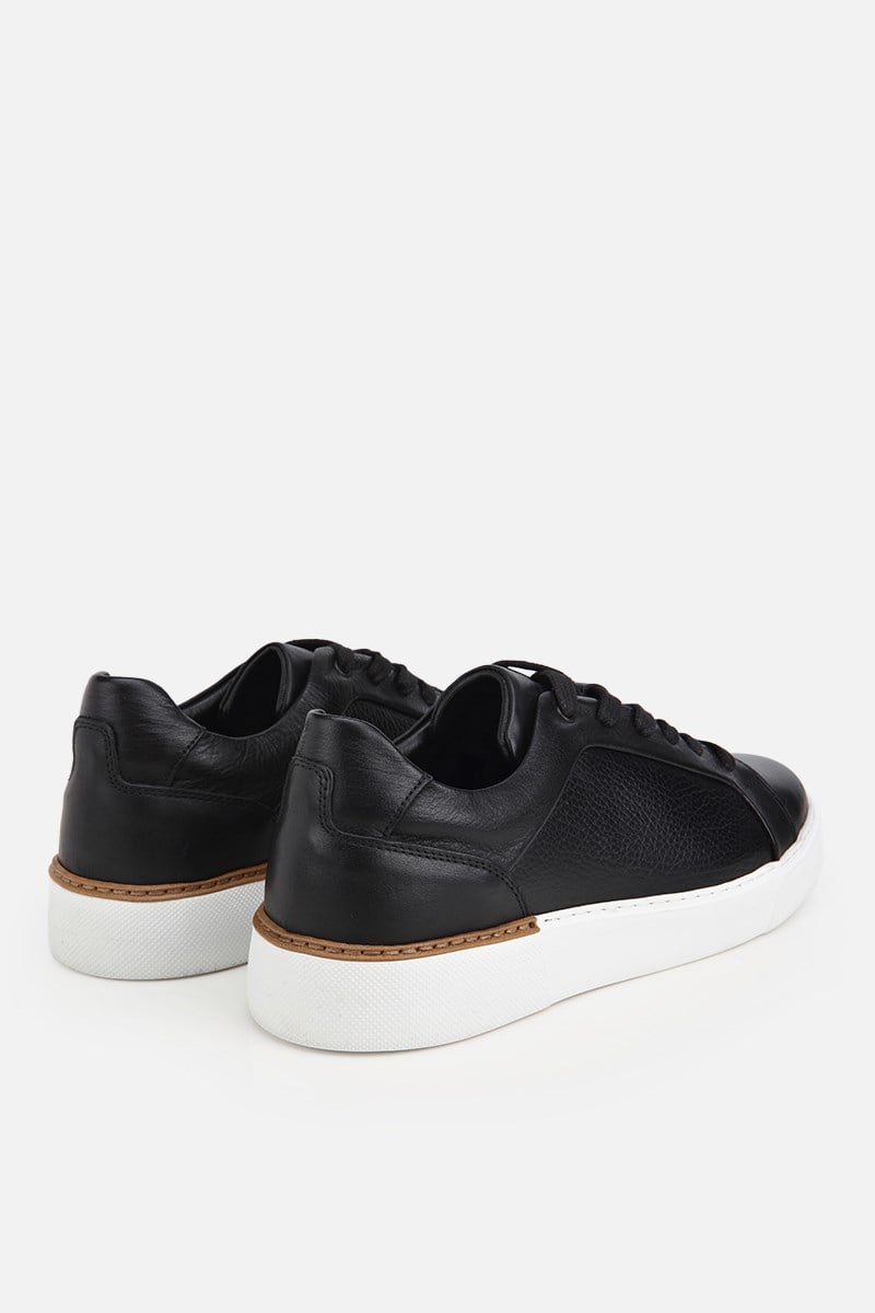 Erkek Siyah Bağcıklı Kalın Tabanlı Günlük Sneaker