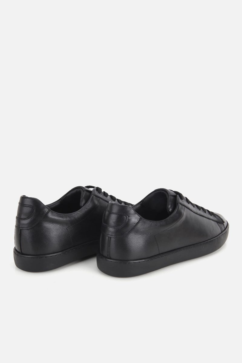 Erkek Siyah Deri Bağcıklı Sneaker