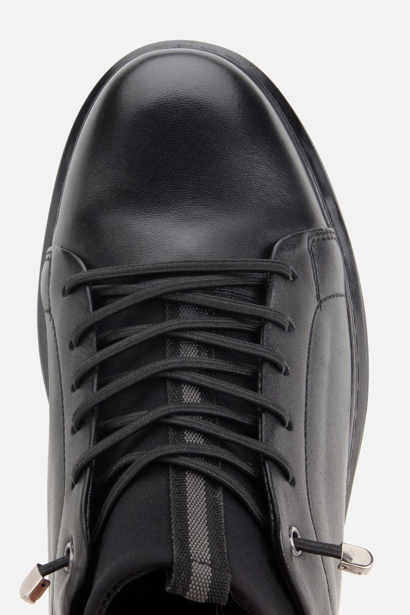 Erkek Siyah Deri Bağcıklı Sneaker