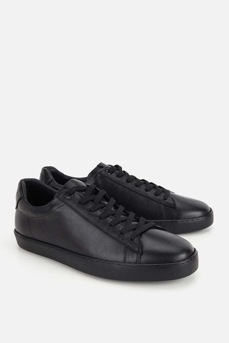 Erkek Siyah Deri Bağcıklı Sneaker