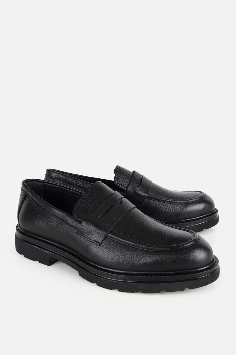 Erkek Siyah Deri Modern Loafer