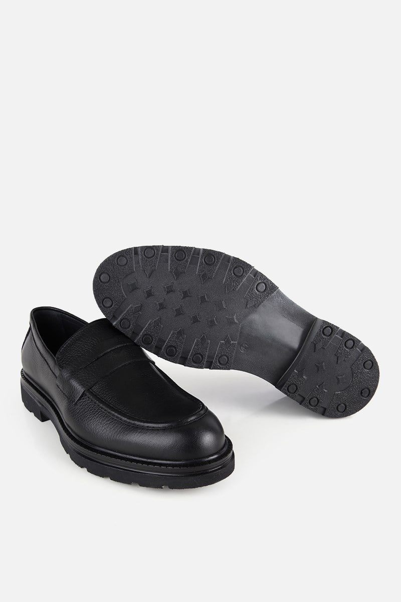 Erkek Siyah Deri Modern Loafer