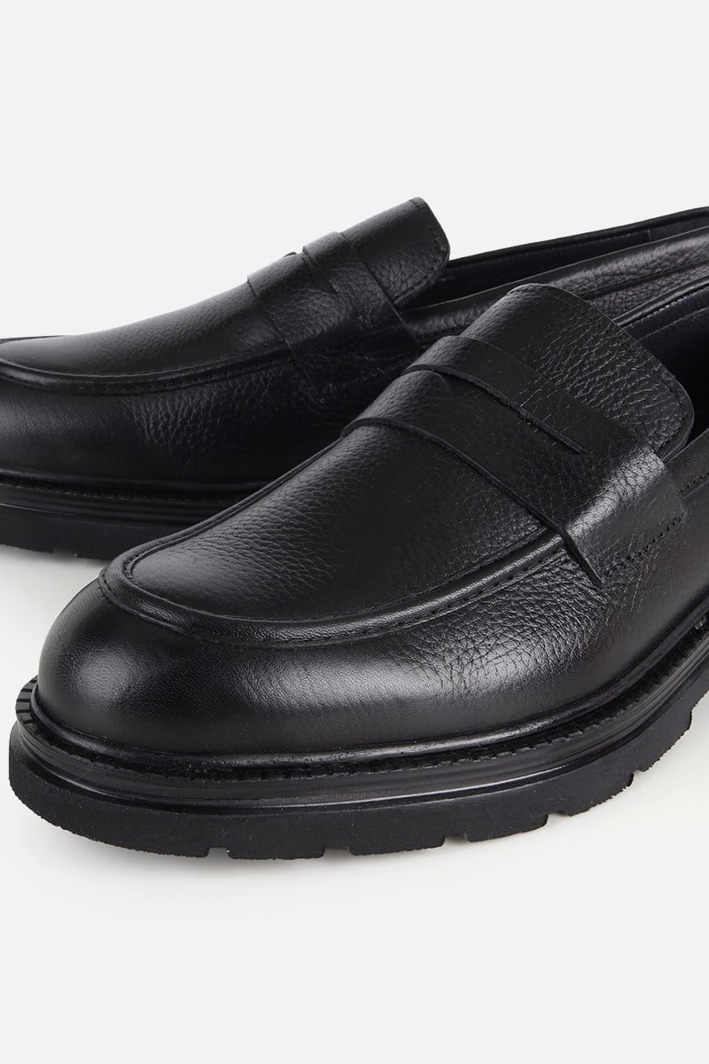 Erkek Siyah Deri Modern Loafer